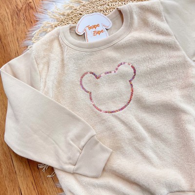 Conj. Casaco de Moletom com Pelinho e Calça Legging Ursinhas - Areia 